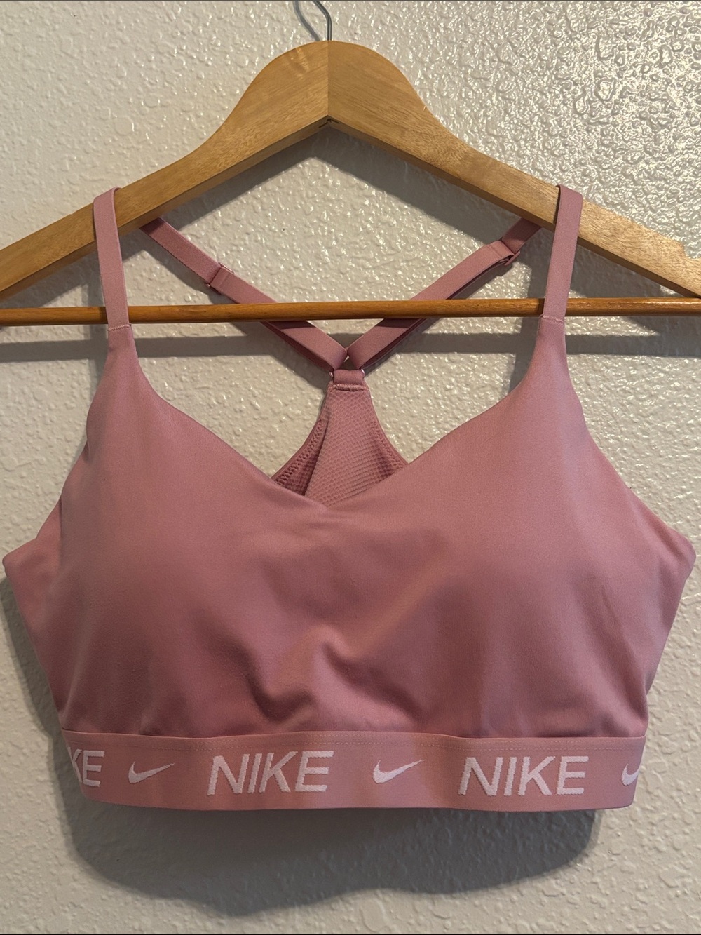 Nike Mauve-Pink Sports Bra with Branded Elastic Band